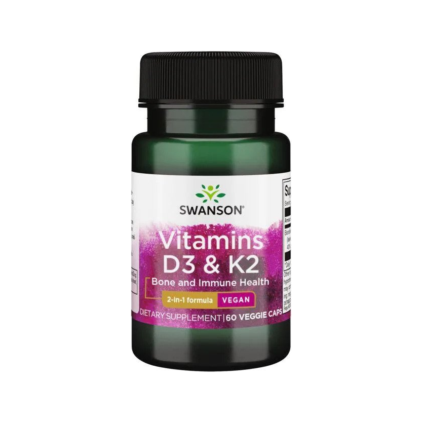 Vitamins D3 & K2, 50mcg & 75mcg - 60 vcaps