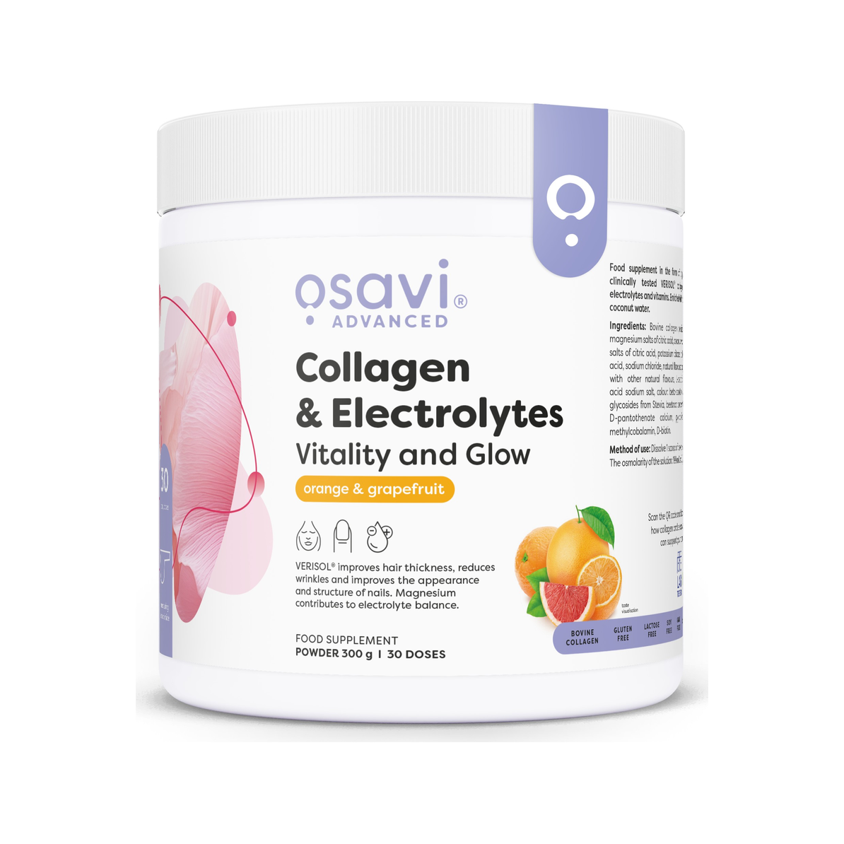 Collagen Electrolytes Vitality and Glow, Orange & Grapefruit - 300 grams