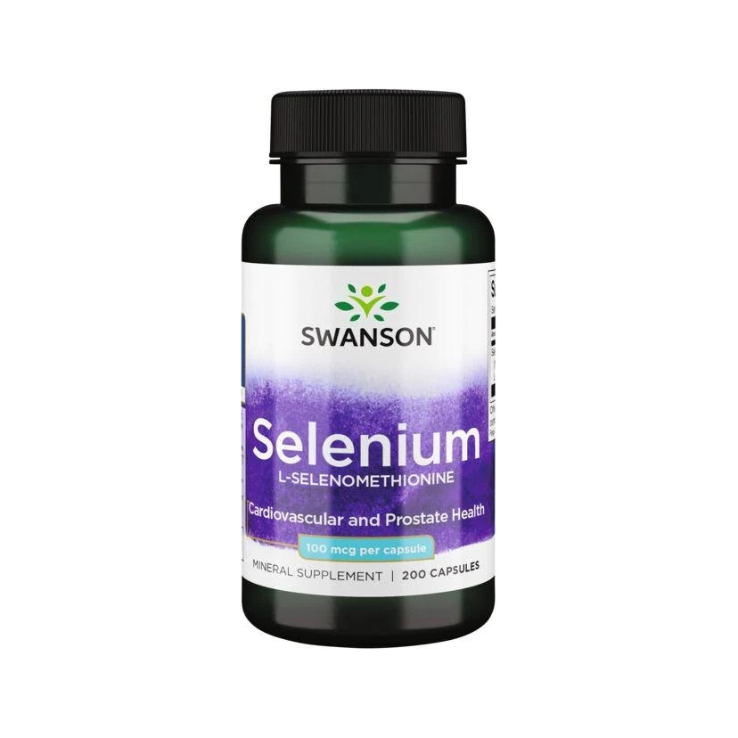 Swanson selentillskott i plastflaska, 100 mcg, 200 kapslar