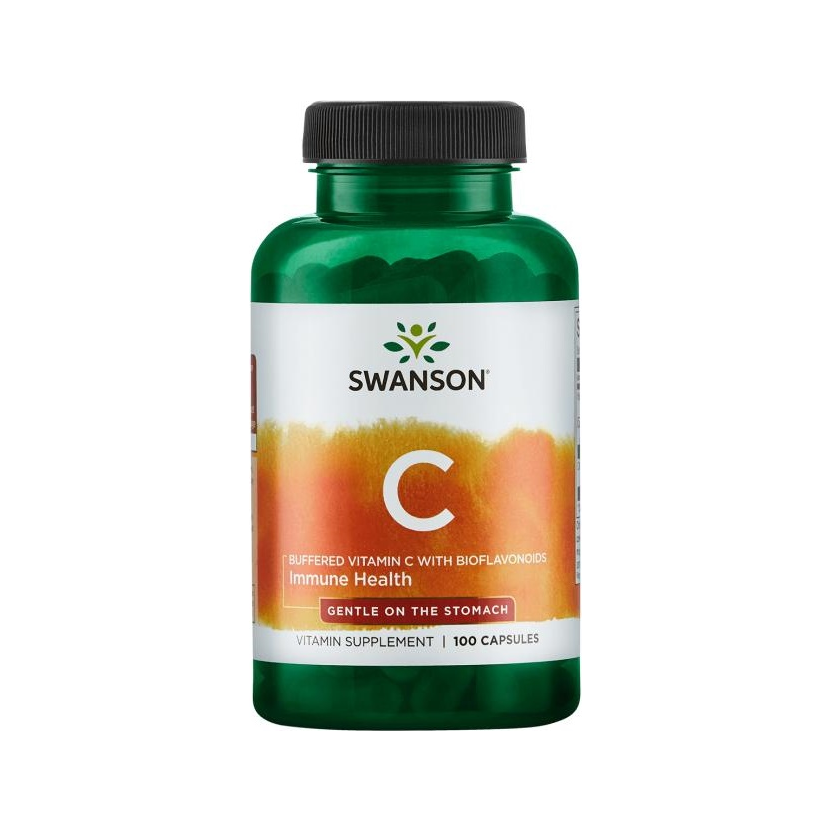 Swanson C-vitamin med bioflavonoider i kapselflaska