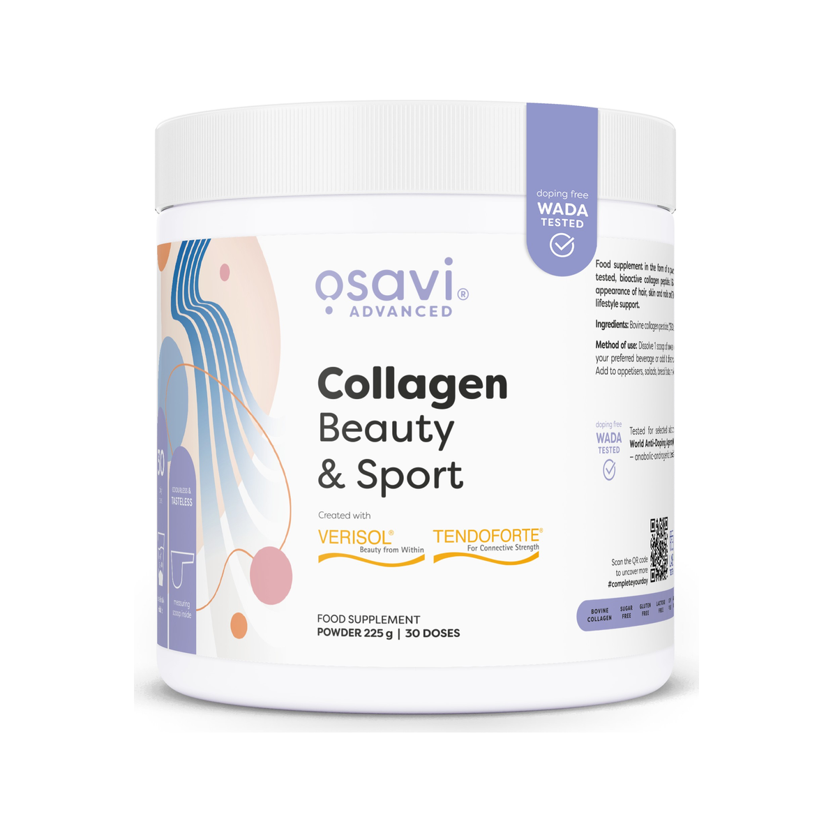Osavi Collagen Beauty & Sport kosttillskott i burk, 225 g pulver