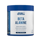 Kosttillskott i blåvit burk med texten "BETA ALANINE".