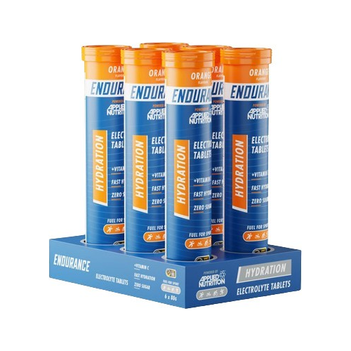 Elektrolytbrustabletter, orange smak, 6x20 i burkar på visningsställ