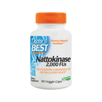 Doctor's Best Nattokinas 2000 FUs kapslar, vit burk med orange lock, 90 veggie
