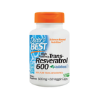 Kapseltillskott i vit burk med orange lock, Trans-Resveratrol 600 mg, 60 kapslar