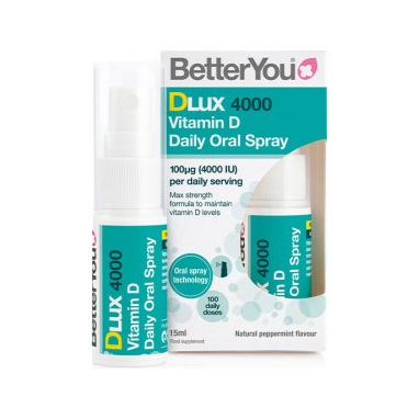 BetterYou Dlux 4000 oral sprayflaska och kartong, naturlig pepparmintsmak