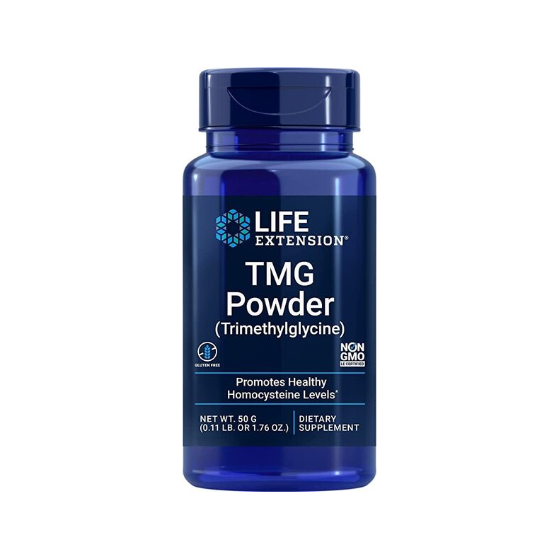 Life Extension TMG-pulver i blå tablettflaska, 50 g