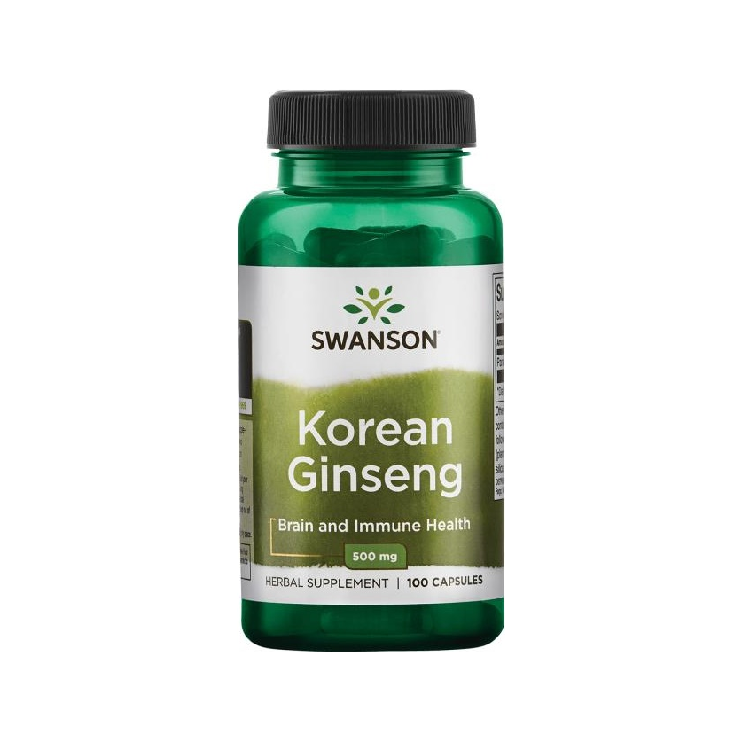 Ginsengtillskott Swanson Korean Ginseng i grön flaska, 500 mg, 100 kapslar