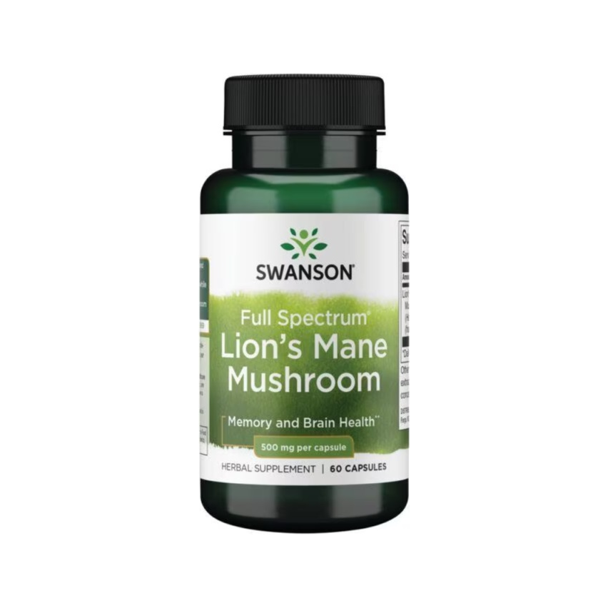 Flaska med kosttillskott lejonman 500 mg, 60 kapslar