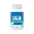 Natural Vitality Calm magnesiumglycinat, kapseltillskott i vit flaska med blå etikett