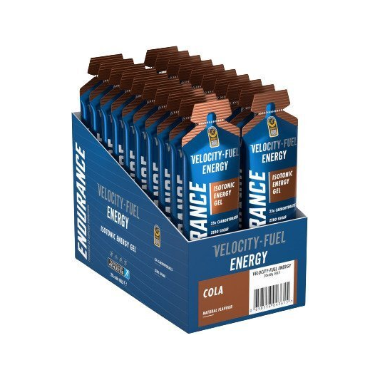 Isotoniskt energigel i colasmak, Velocity-Fuel Energy, box med flera