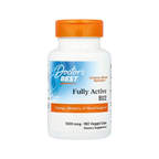 Kapseltillskott i plastflaska med orange lock, Doctor's BEST B12-etikett