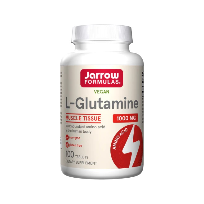 Kosttillskottflaska Jarrow Formulas L-Glutamine 1000 mg, 100 tabletter