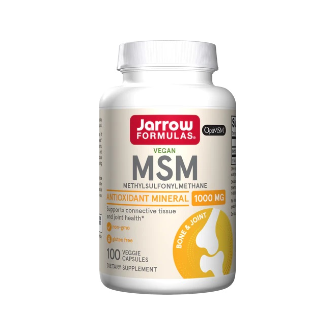 Kapselburk MSM 1000 mg från Jarrow Formulas med etikett och skruvlock