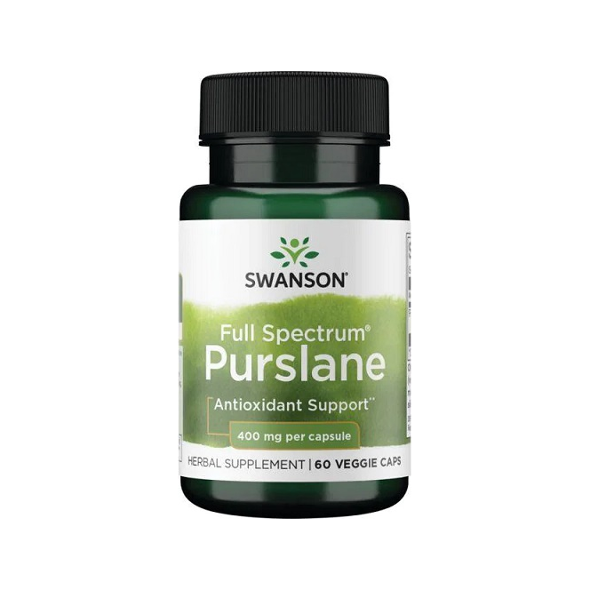 Swanson Full Spectrum Purslane kapselbehållare, mörkgrön etikett och svart lock