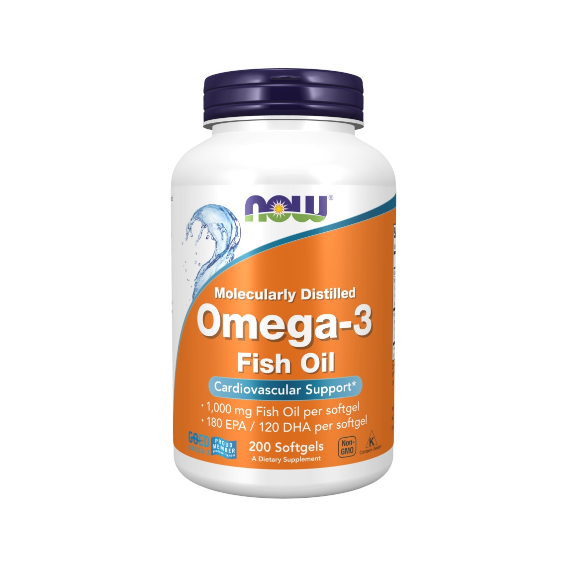 Omega-3 Fish Oil, Molecularly Distilled - 200 softgels