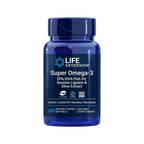 Life Extension Super Omega-3 kosttillskott i blå plastflaska med etikett