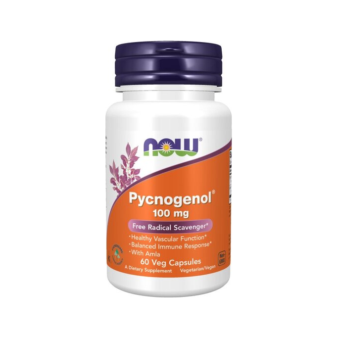 Pycnogenol 100 mg kapslar i vit burk med lila lock
