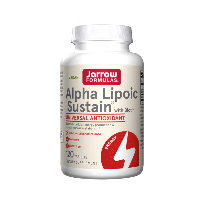 Jarrow Formulas Alpha Lipoic Sustain kosttillskottflaska med biotin, 120 tabletter
