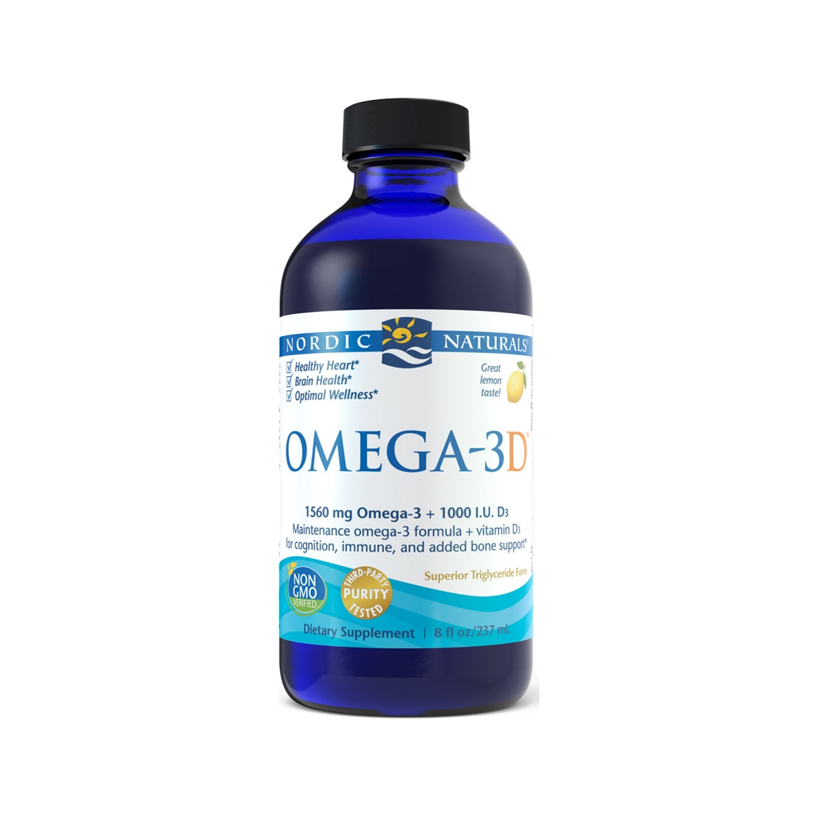 Omega-3D, 1560mg Lemon - 237 ml.