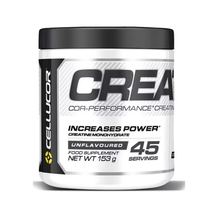 Kreatinburk från Cellucor COR-Performance med svart lock och vit etikett, 153 g