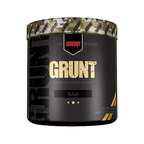 Svart EAA-burk för kosttillskott med stor GRUNT-text och 30 portioner