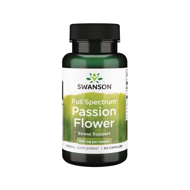 Swanson Full Spectrum Passion Flower kapseltillskott i flaska, 60 kapslar