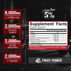 Kosttillskottsburk med "Supplement Facts"-panel och smak Fruit Punch, 5%