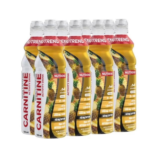 Carnitine Activity Drink with Caffeine, Non Sparkling Pineapple - 8 x 750 ml.