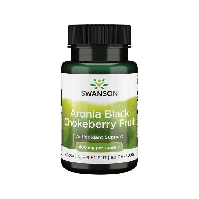 SWANSON Aronia black chokeberry-frukt, 60 kapslar i mörkbrun flaska