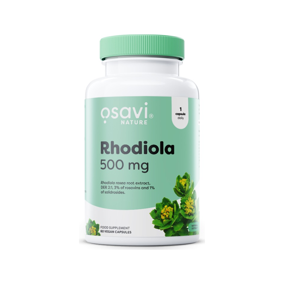 Osavi Rhodiola 500 mg kapselburk med grön etikett