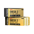 Kapseltillskott Nutrend Omega 3 Plus+ mjukgel i kartonger och kapselblister