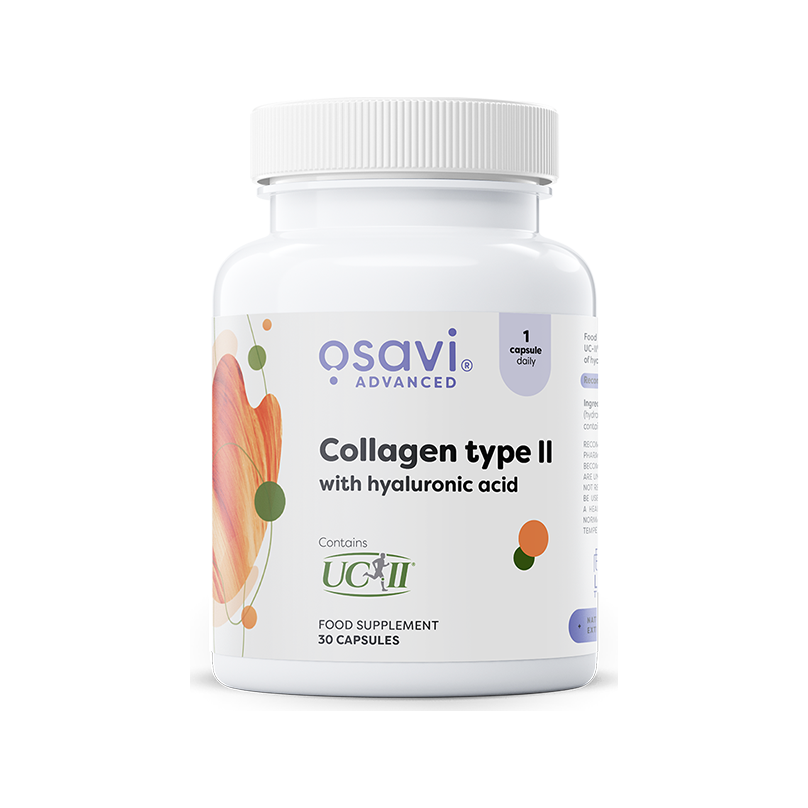 Osavi kosttillskottflaska Collagen typ II med hyaluronsyra, 30 kapslar