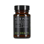 KIKI Health Aloe Pure kapslar i mörkbrun glasburk med svart lock