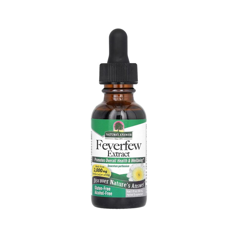 Nature's Answer feberfröextrakt i brun glasflaska med pipettlock, 30 ml