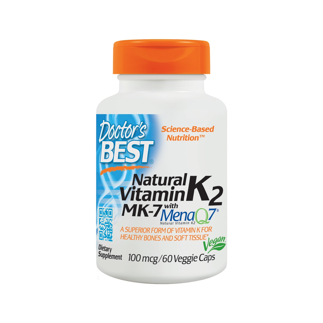 Natural Vitamin K2 MK7 with MenaQ7, 100mcg - 60 vcaps