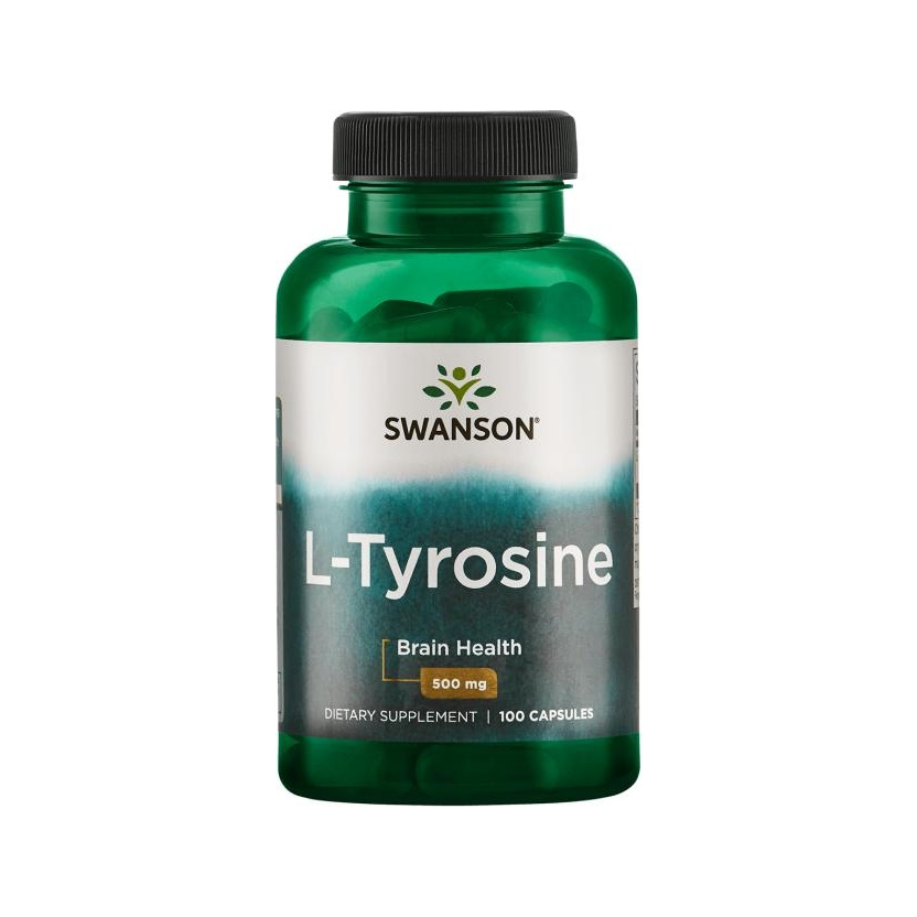 Swanson L-Tyrosin kosttillskott i kapselflaska med 500 mg, 100 kapslar