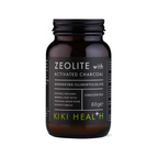 KIKI Health zeolitpulver i brun burk med svart lock och vit/svart etikett.