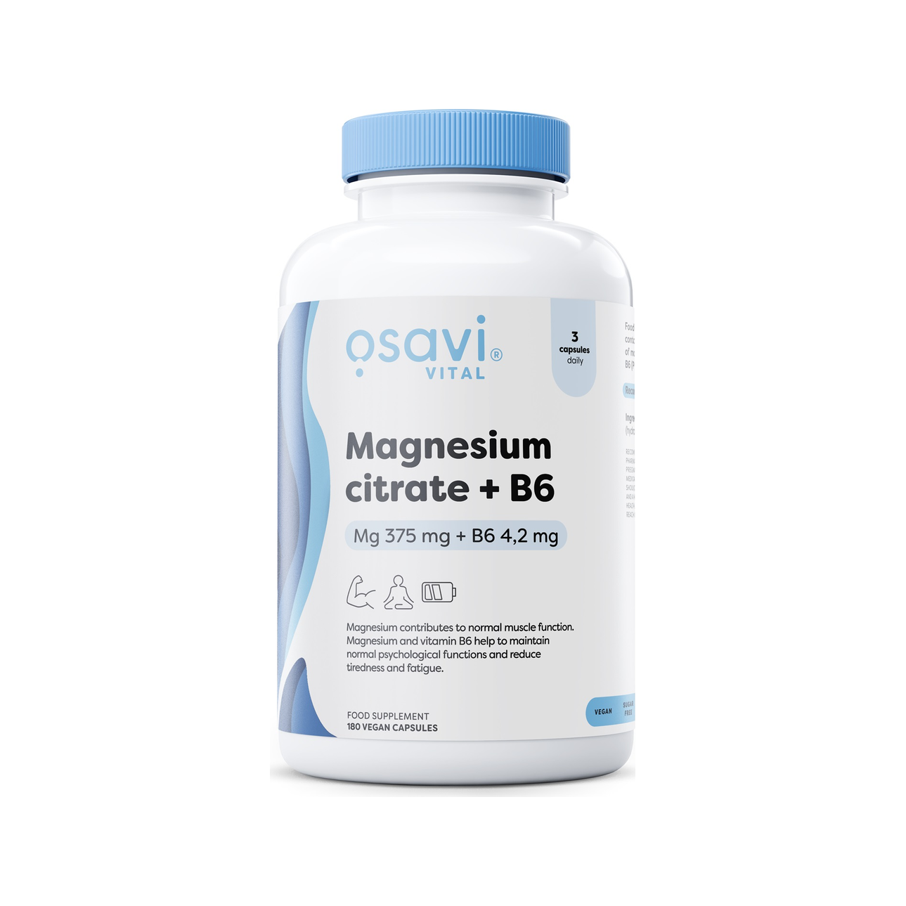 Magnesium Citrate + B6, 375mg + 4.2mg - 180 vcaps