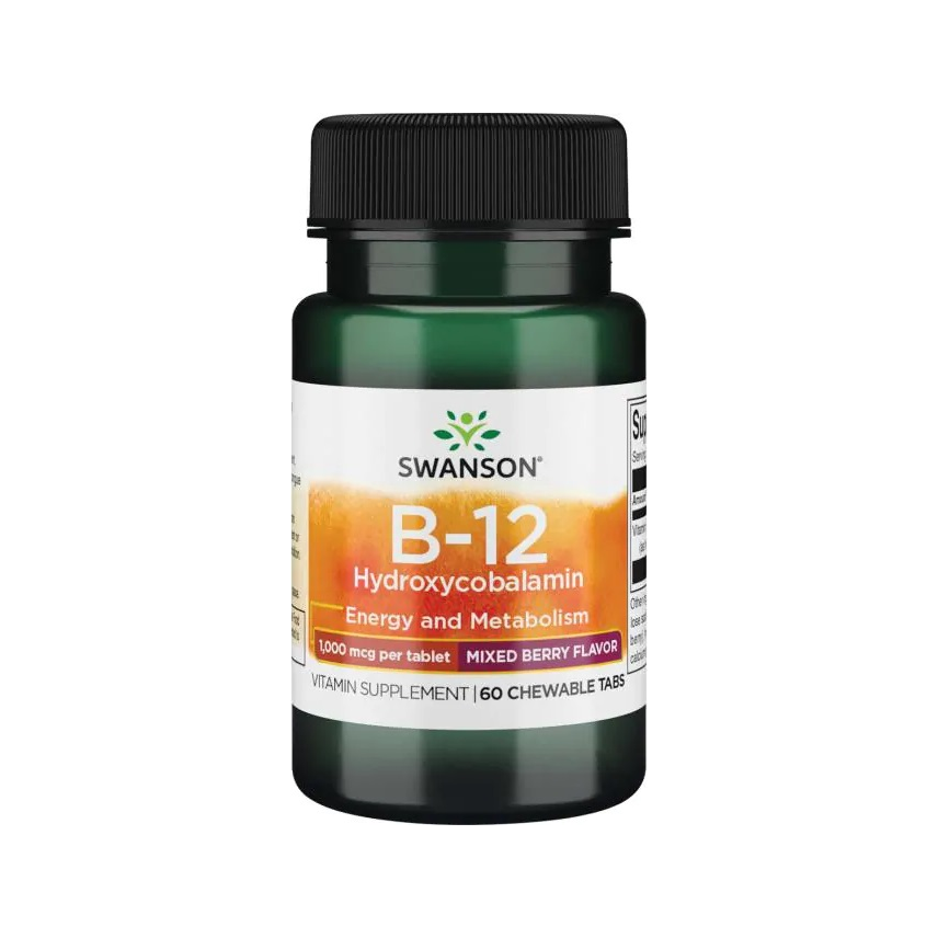 B-12 Hydroxycobalamin, 1000mcg - 60 chewable tablets
