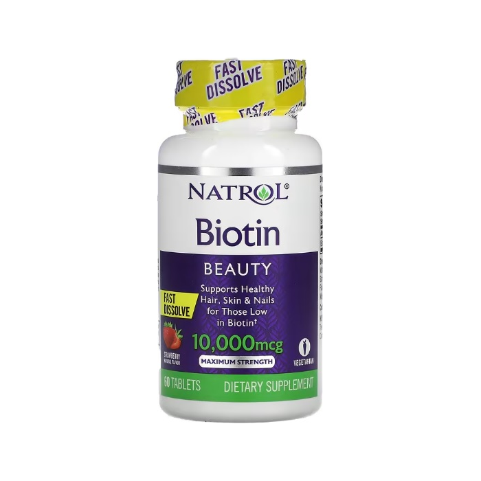 Biotin Fast Dissolve, 10000mcg (Strawberry) - 60 tablets