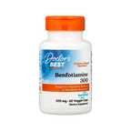 Kapselburk med orange lock och etikett för Benfotiamine 300 mg