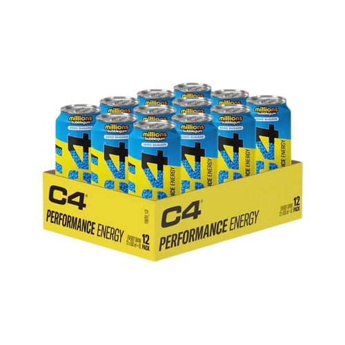 C4 Performance Energy energidryck, 12-pack i blå burkar, bubblegum-smak