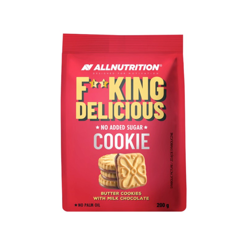 Allnutrition Fitking Delicious cookie i röd påse, 200 g, smörkakor med mjölkchoklad