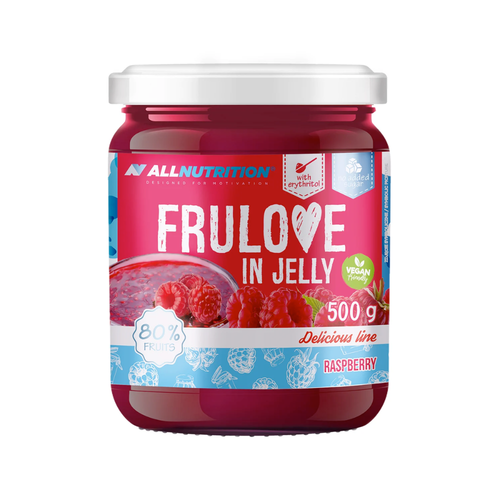 Allnutrition Frulove i gelé, hallon, 500 g, glasburk med lock