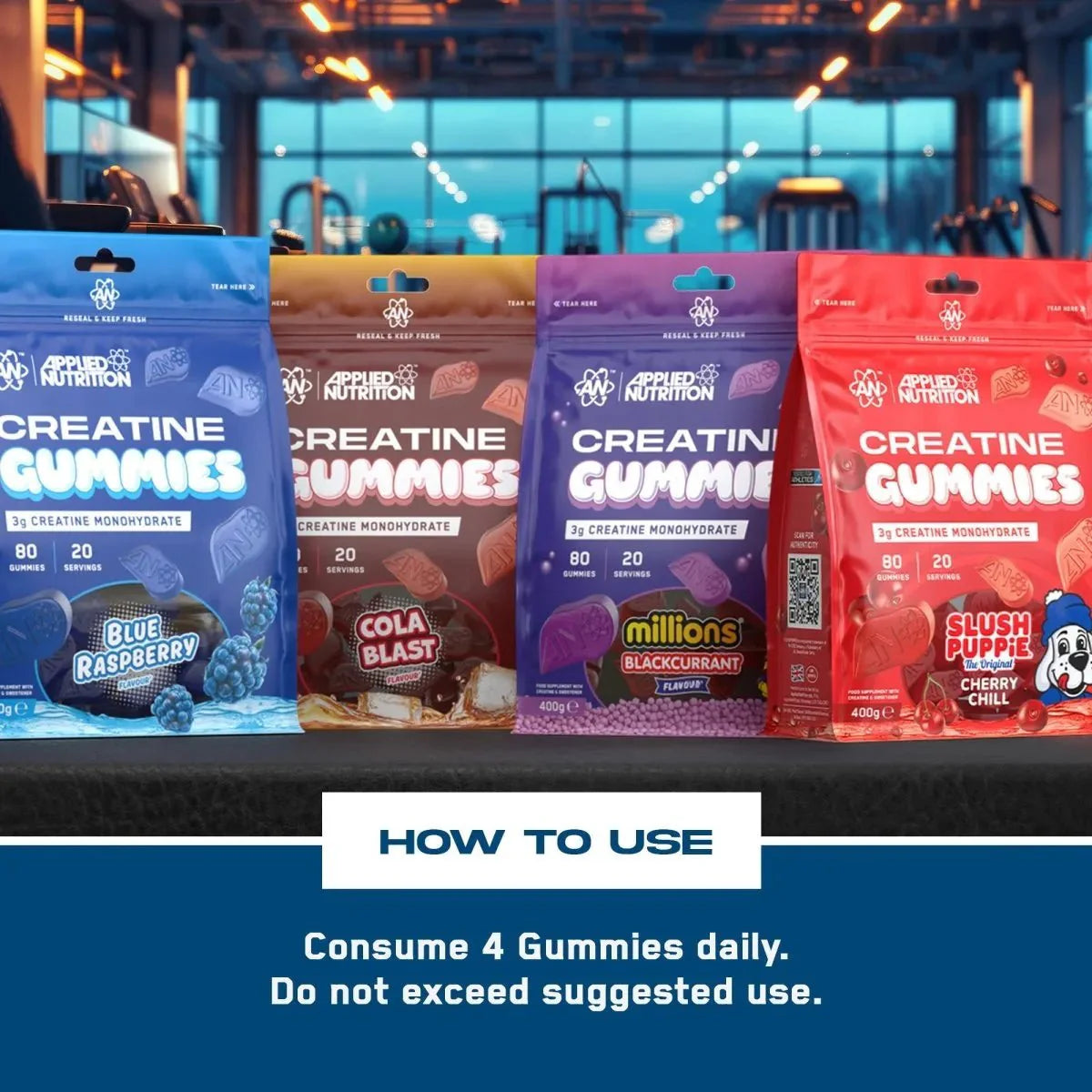 Applied Nutrition Creatine Gummies Blue Raspberry 80 Gummies