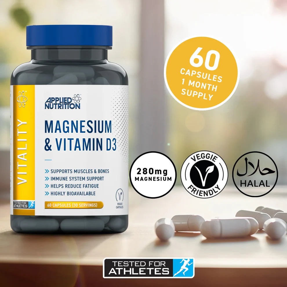Applied Nutrition Magnesium & Vitamin D3 60 Kapselit