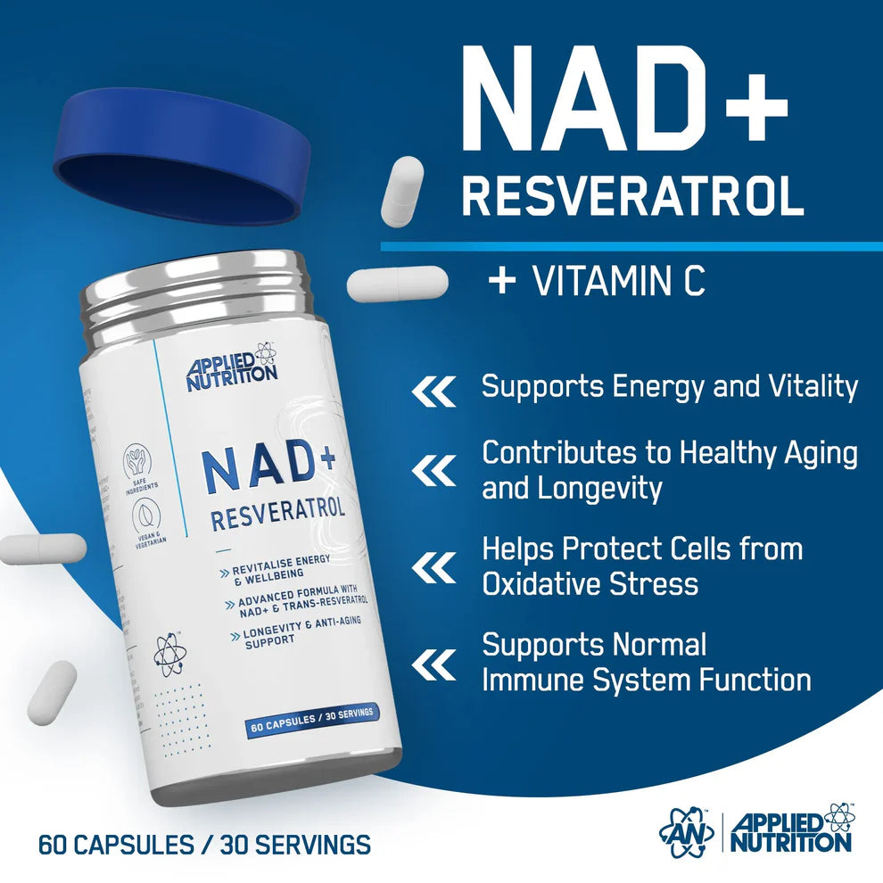 Applied Nutrition NAD+ Resveratrol 60 Kapselit