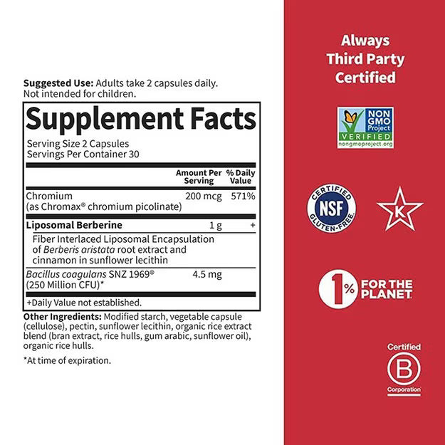 Garden of Life Herbals Liposomal Berberine 60 kapselit