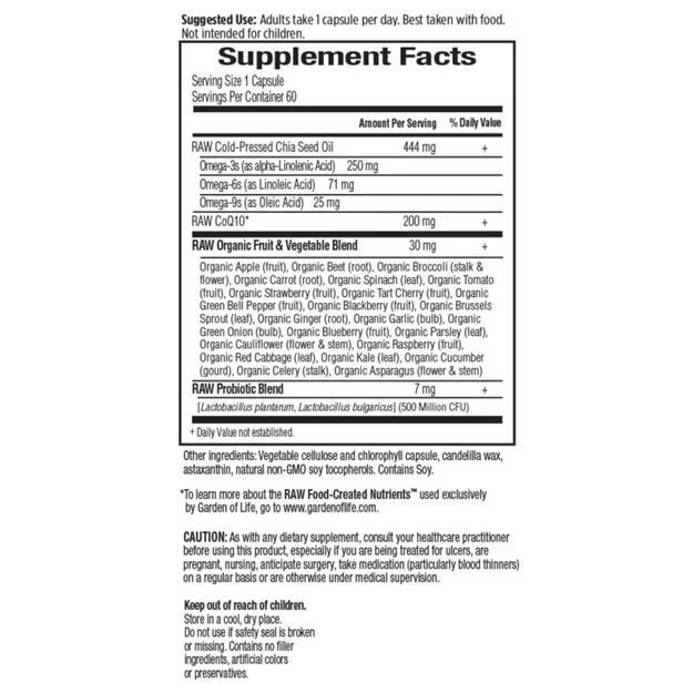 Garden of Life Raw CoQ10 200mg 60 Kapselit
